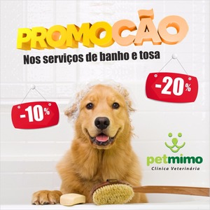oferta Banho e Tosa da empresa Pet Mimo Clínica Veterinária