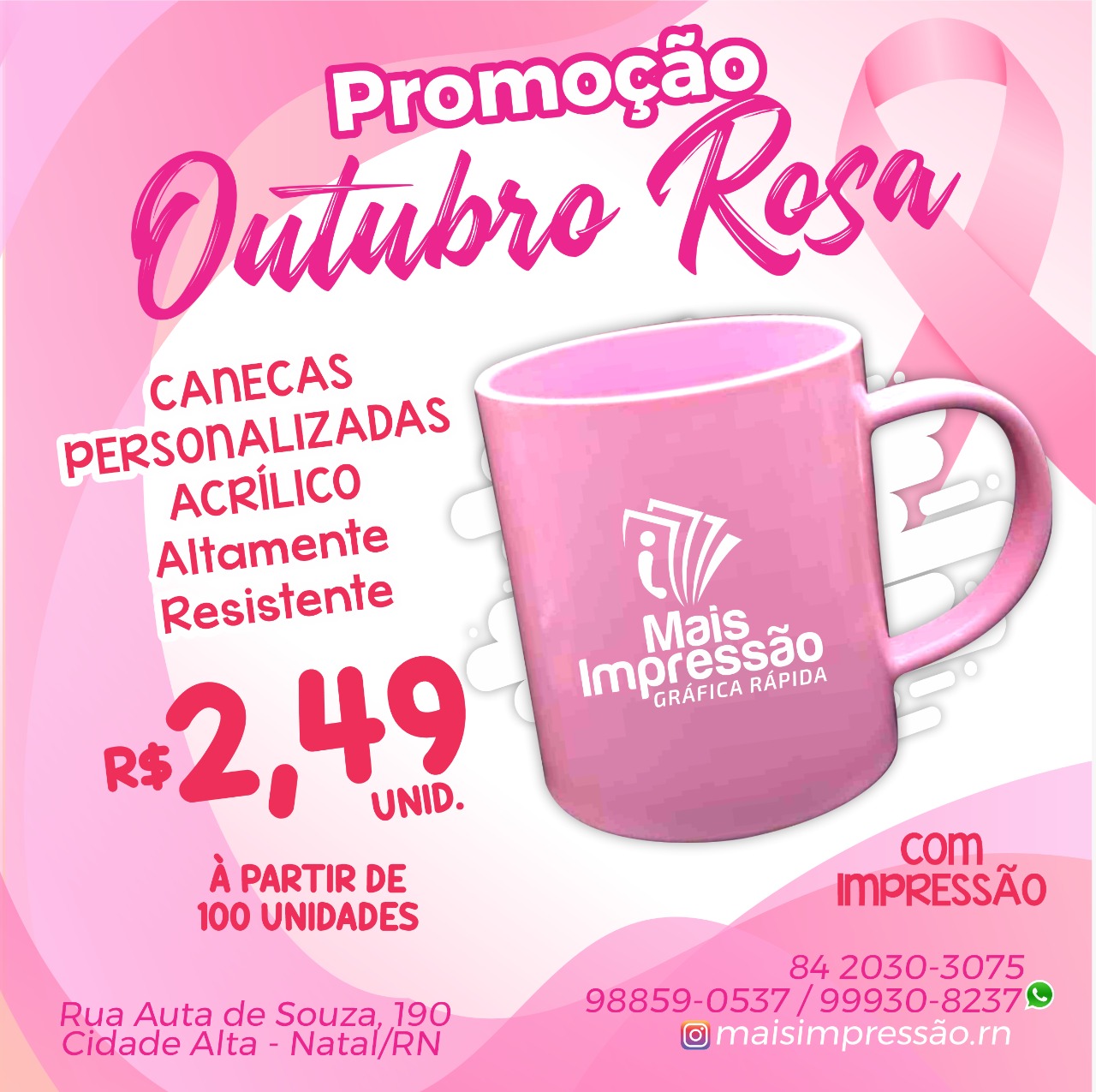 Promoção: Promoção Outubro Rosa Caneca Personalizada