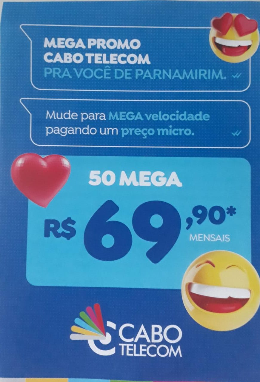 Promoção: Mega Promoção 50 Mega internet Cabo Telecom