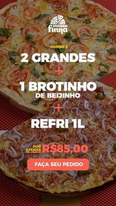 oferta Combo 2 - 2 Pizzas Grandes + 1 Brotinho + 1 refri de 1L da empresa Pizzaria Massa Finna