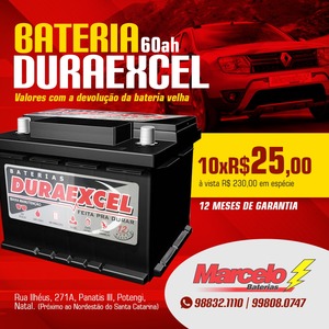 oferta Bateria Automotiva Duraexcel 60ah da empresa Marcelo Baterias
