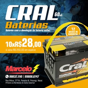 oferta Bateria Cral 60 ah da empresa Marcelo Baterias