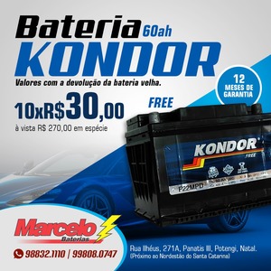 oferta Bateria Kondor Free 60 ah da empresa Marcelo Baterias