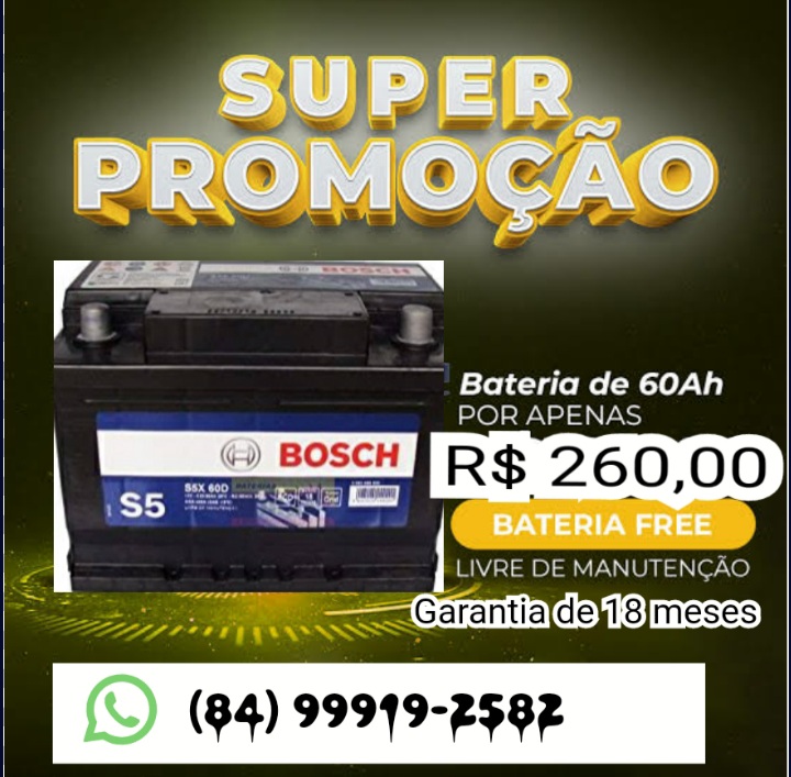 Promoção: Super promoção de Bateria Bosch S5 60 Ah por apenas 