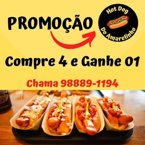 oferta Promoção Hot Dog Compre 4 Ganhe 1 da empresa Amarelinho Pizzaria e Petiscaria