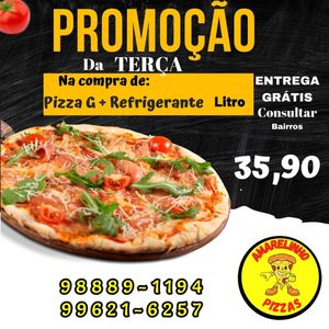 oferta Promoção da Terça Pizza G + Refrigerante da empresa Amarelinho Pizzaria e Petiscaria