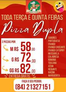 oferta PIZZA DUPLA TODAS AS TERÇAS E QUINTAS da empresa Bonna Pizza Pizzaria e Rodízio