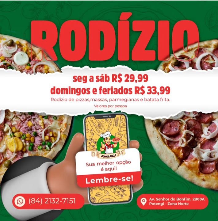 Promoção: RODÍZIO DE PIZZA E MASSAS