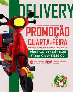 oferta TODA QUARTA É ENTREGA GRÁTIS NA ZN da empresa Bonna Pizza Pizzaria e Rodízio