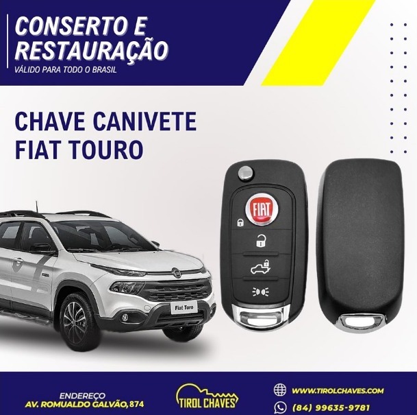 Promoção: CONSERTO E RESTAURAÇÃO DE CHAVE CANIVETE FIAT TORO