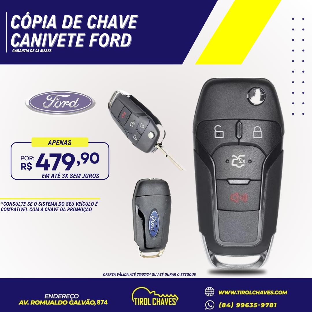 Promoção: CÓPIA DE CHAVE CANIVETE FORD