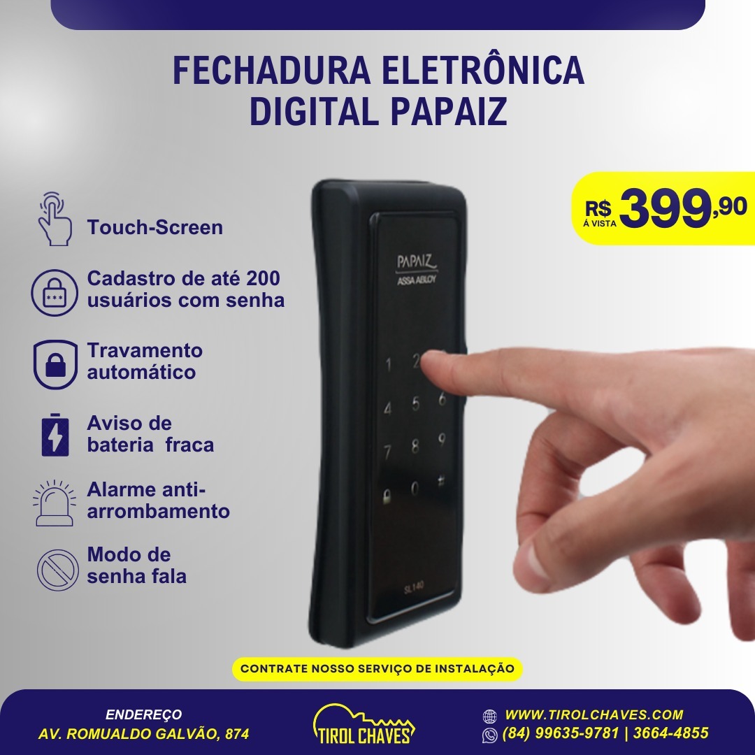 Promoção: FECHADURA ELETRÔNICA DIGITAL PAPAIZ
