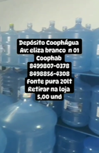 oferta GARRAFÃO 20L (RETIRADA NA LOJA) da empresa Depósito Coophágua Gás e Água Mineral