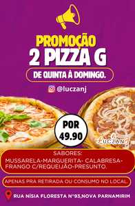 oferta 2 PIZZAS G (QUINTA À DOMINGO) da empresa Luczanj Restaurante Self-Service