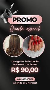 oferta LAVAGEM + HIDRATAÇÃO + ESCOVA + MANICURE da empresa Studio Aline Tavares