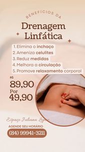 oferta DRENAGEM LINFÁTICA da empresa Espaço Juliana Lopes Massoterapia e Estética