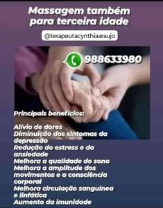 oferta MASSAGEM PARA TERCEIRA IDADE da empresa Cynthia Araújo- Massagens & Terapias