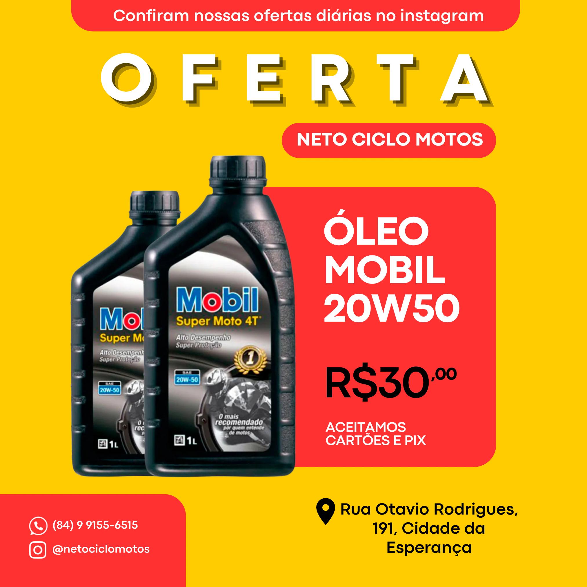Promoção: ÓLEO MOBIL 20W50