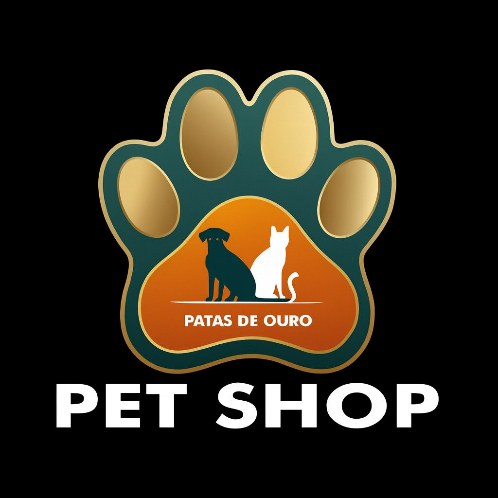 Logomarca da empresa Patas de Ouro Pet Shop - Clínica Veterinária e Banho e Tosa