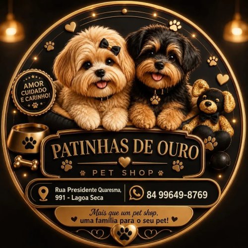 Logomarca da empresa Patinhas de Ouro Pet Shop e Banho e Tosa