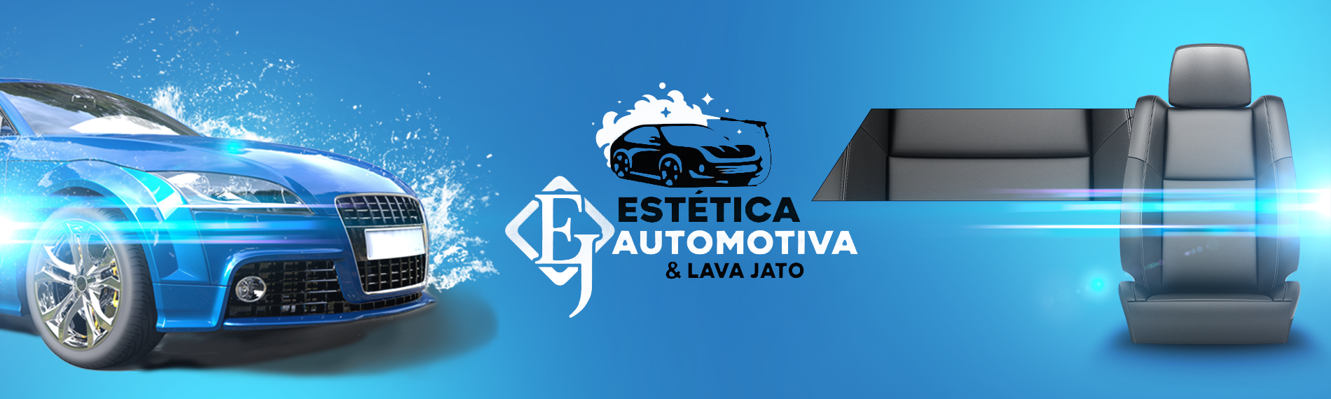 banner da empresa EJ Estética Automotiva e Lava Jato