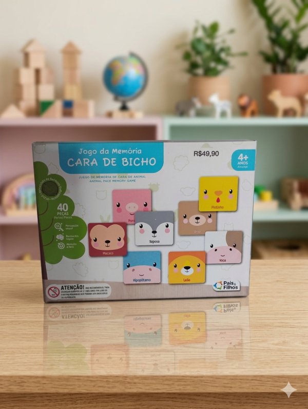 oferta Jogo Da Memória Cara De Bicho da empresa Letícia Stella Moda Kids - Infantil e Juvenil