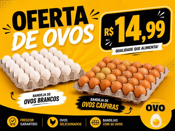oferta Bandeja de Ovos Brancos e Caipiras da empresa O Ponto do Ovo