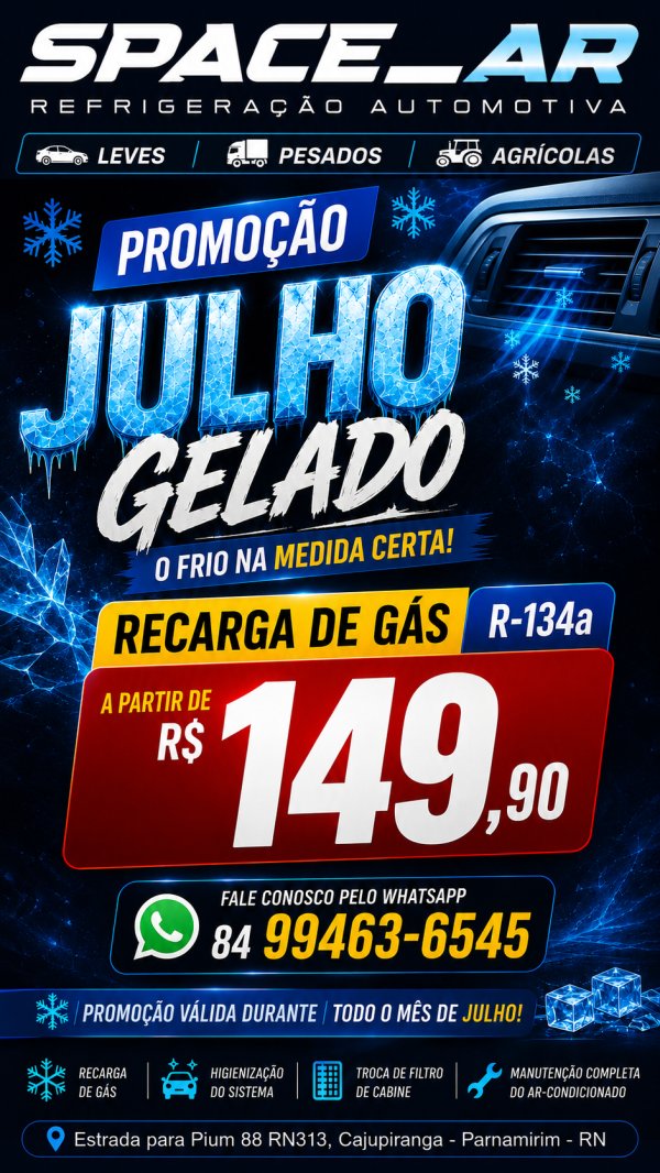 oferta Promoção Carga De Gás da empresa Space Ar Refrigeração Automotiva