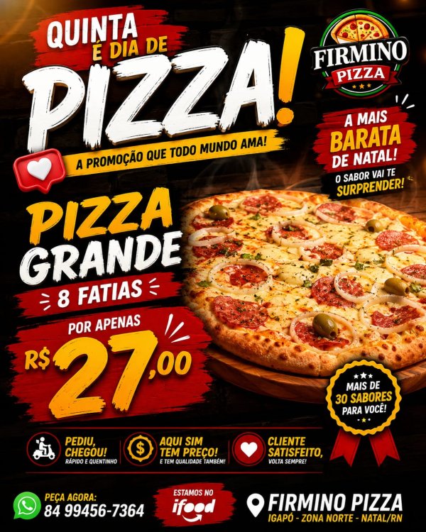 oferta Pizza Grande da empresa Pizzaria Firmino