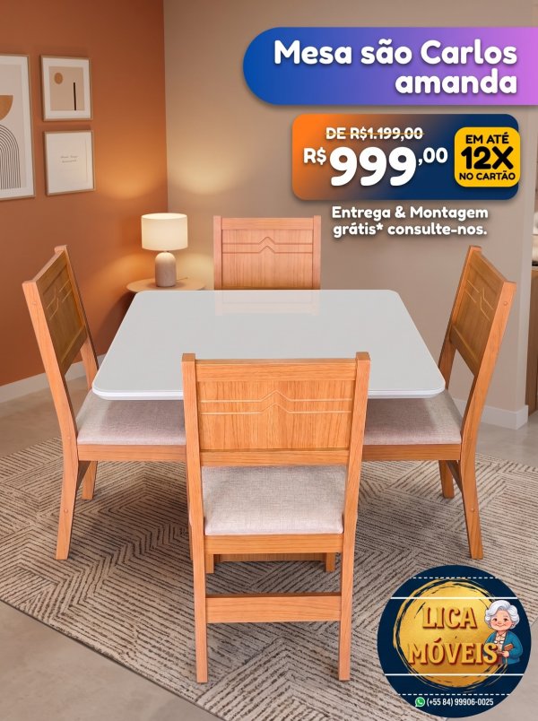 oferta Mesa São Carlos Amanda – Sofisticação E Conforto Para O Seu Lar! da empresa Lica Móveis - Amaro Barreto