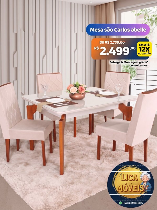 oferta Mesa São Carlos Abelle – Sofisticação Em Cada Detalhe! da empresa Lica Móveis - Amaro Barreto