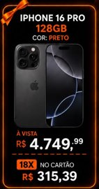 oferta iPhone 16 Pro 128GB da empresa Smart Cell Eletrônicos - A Original