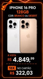 oferta iPhone 16 Pro 128GB da empresa Smart Cell Eletrônicos - A Original