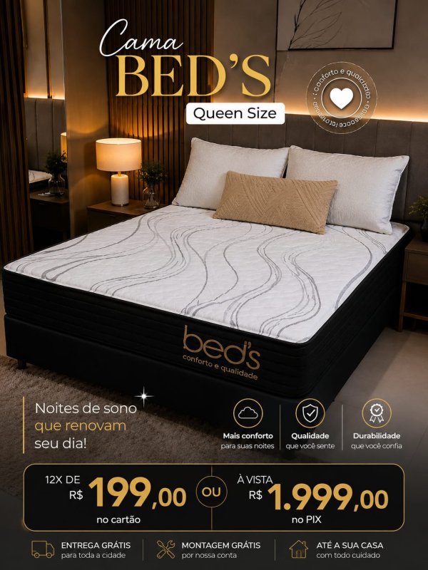 oferta Cama Box Queen Size Bed’s – Conforto E Qualidade da empresa Lica Móveis - Amaro Barreto