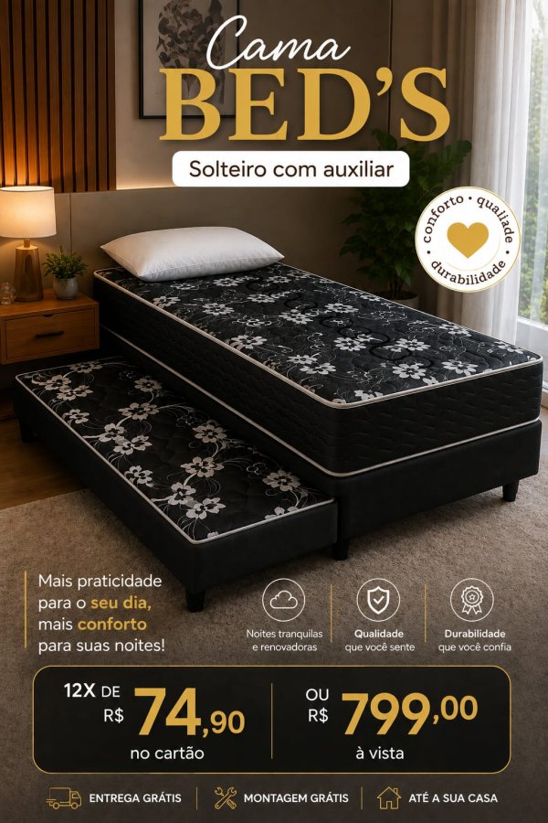 oferta Cama De Solteiro Com Auxiliar da empresa Lica Móveis - Amaro Barreto