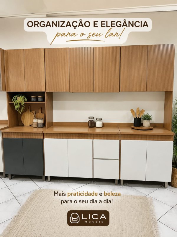 oferta Cozinha Dakota 3 Peças Valde Móveis — Balcão Opcional da empresa Lica Móveis - Amaro Barreto