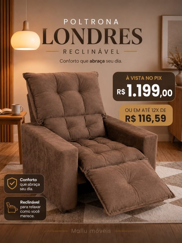oferta Poltrona Londres Reclinável da empresa Lica Móveis - Amaro Barreto