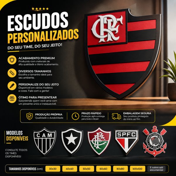 oferta Escudos De Times Personalizados da empresa JK Comunicação Visual