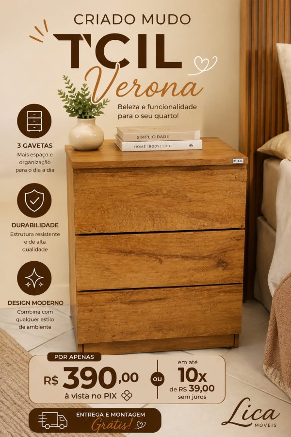 oferta Criado Mudo Verona da empresa Lica Móveis - Amaro Barreto