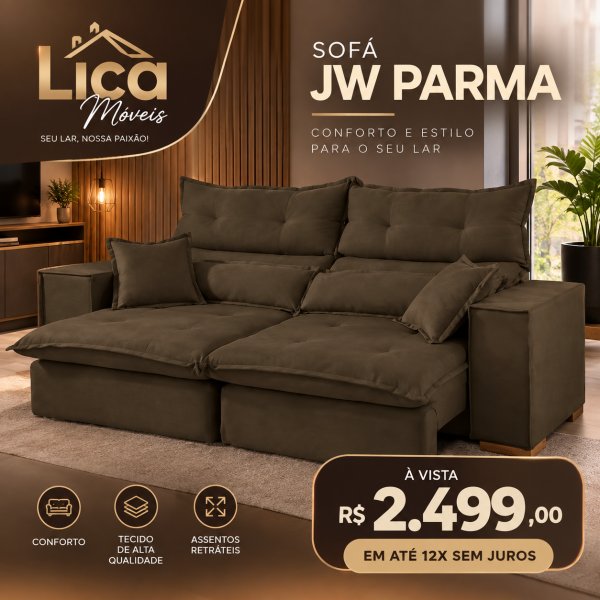 oferta Sofá Jw Parma Retrátil E Reclinável da empresa Lica Móveis - Amaro Barreto