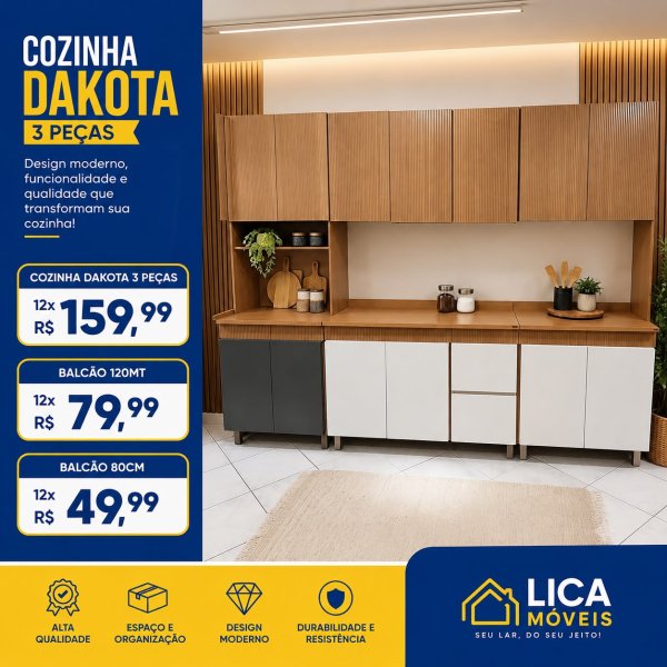 oferta Cozinha Dakota 3 Peças da empresa Lica Móveis - Amaro Barreto