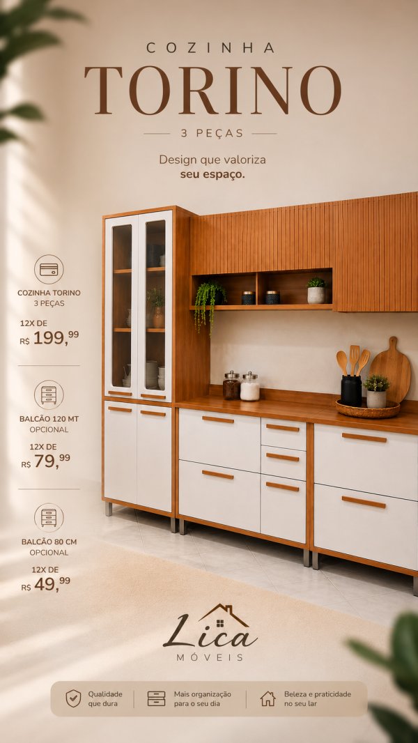 oferta Cozinha Torino 3 Peças da empresa Lica Móveis - Amaro Barreto