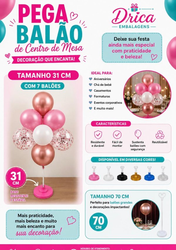 oferta Pega balão de centro de mesa da empresa Drica Bomboniere & Embalagens