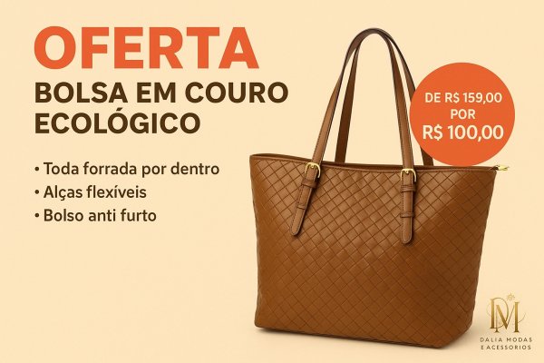 oferta Bolsa em couro ecológico em cores variadas da empresa Dália Modas e Acessórios