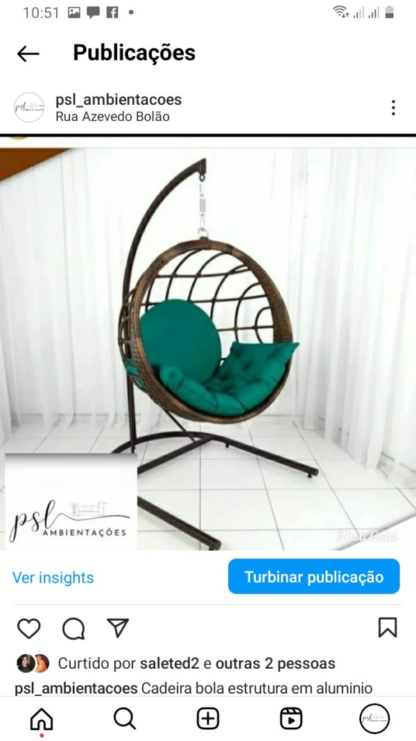 oferta Cadeira Bola da empresa PSL Ambientações | Conjuntos de Fibras Sintéticas, Cordão Naval e Corda Náutica