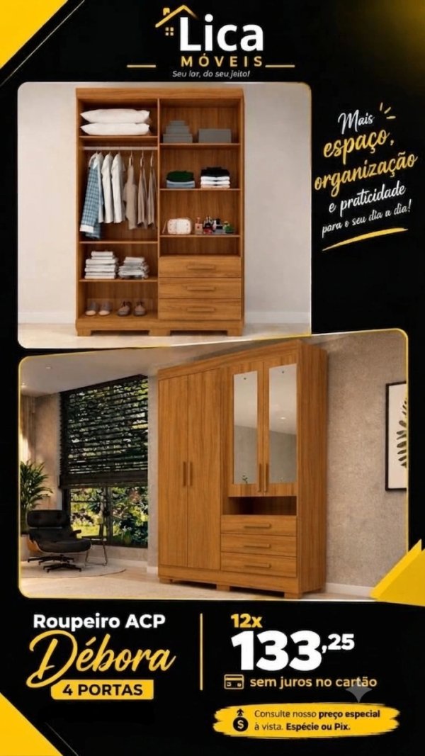 oferta Roupeiro Acp Débora 4 Portas da empresa Lica Móveis - Amaro Barreto