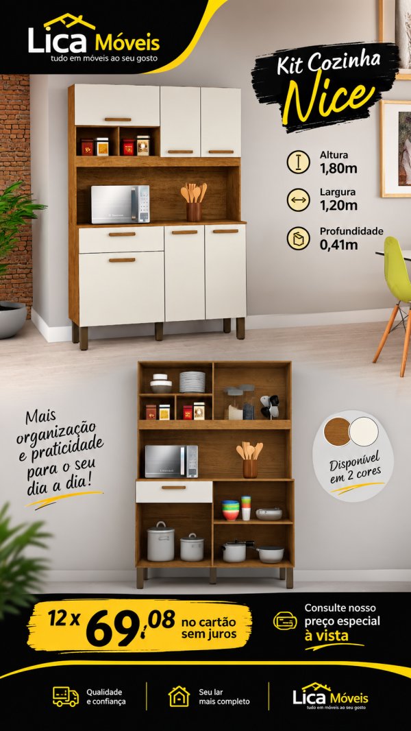 oferta Kit Cozinha Nice – Praticidade E Organização da empresa Lica Móveis - Amaro Barreto