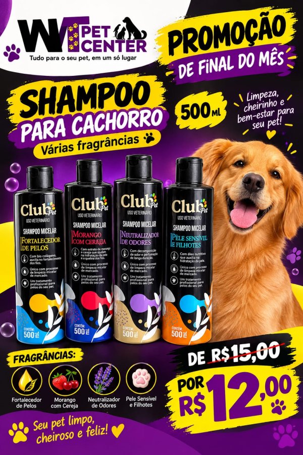 oferta Shampoo Para Cachorro (500 ml) da empresa WT Pet Center - Ração e Pet shop
