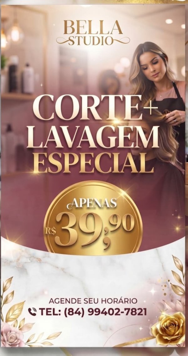 oferta Corte + Lavagem Especial da empresa Bella Studio