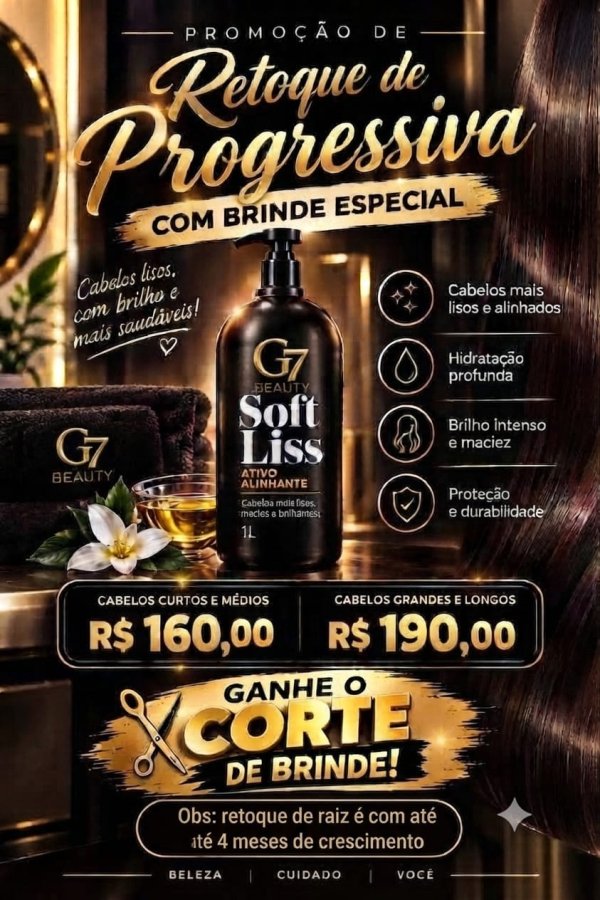 oferta Retoque de Progressiva - Cabelos curtos, médios e longos da empresa Bella Studio